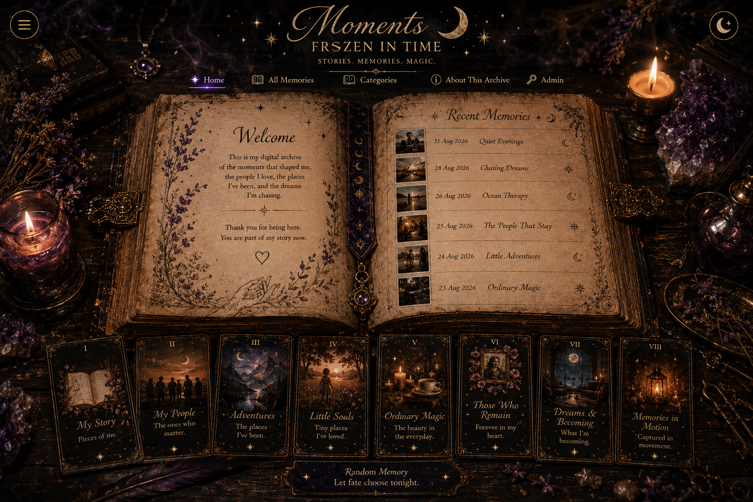 Moments Frozen in Time magical grimoire archive